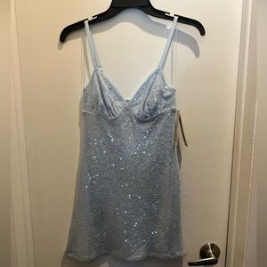 No Boundaries - Light Blue Sequin Chemise